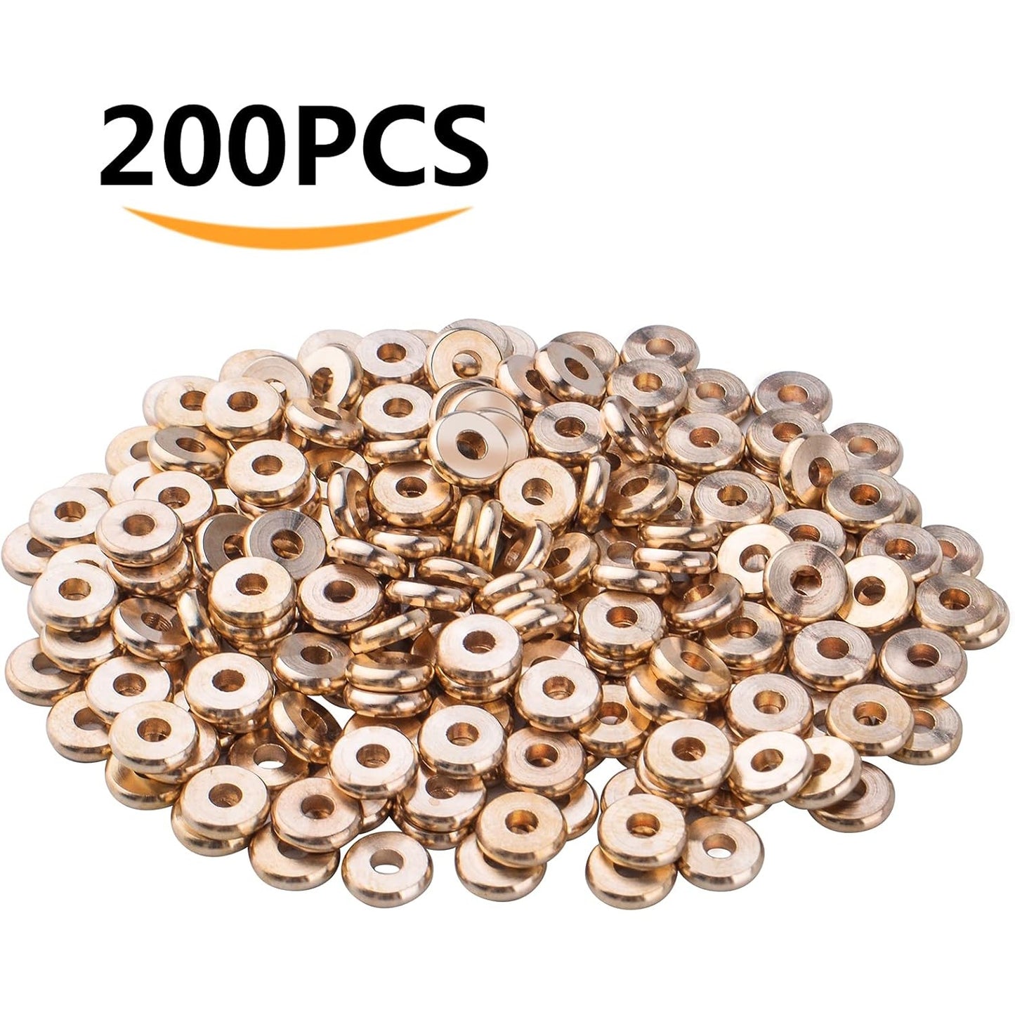 200pcs Gold Plated Flat Round Spacer Beads Brass Disc Spacers Beads Rondelle Spacers Loose Beads Jewelry Spacer Charm Beads for DIY Bracelet Necklace Crafts