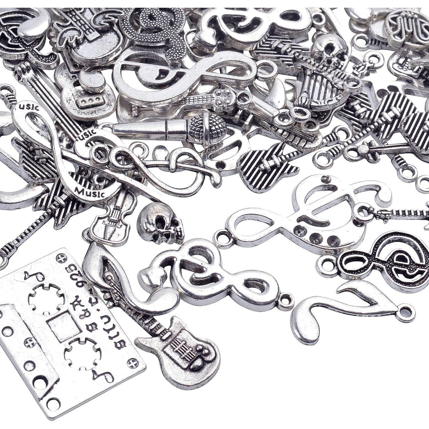 Music Notes Charm,100 Grams Alloy Multistyle Musical Notation Symbol Charm Pendant Connector for DIY Jewelry Making Accessaries(About 70-90pcs)
