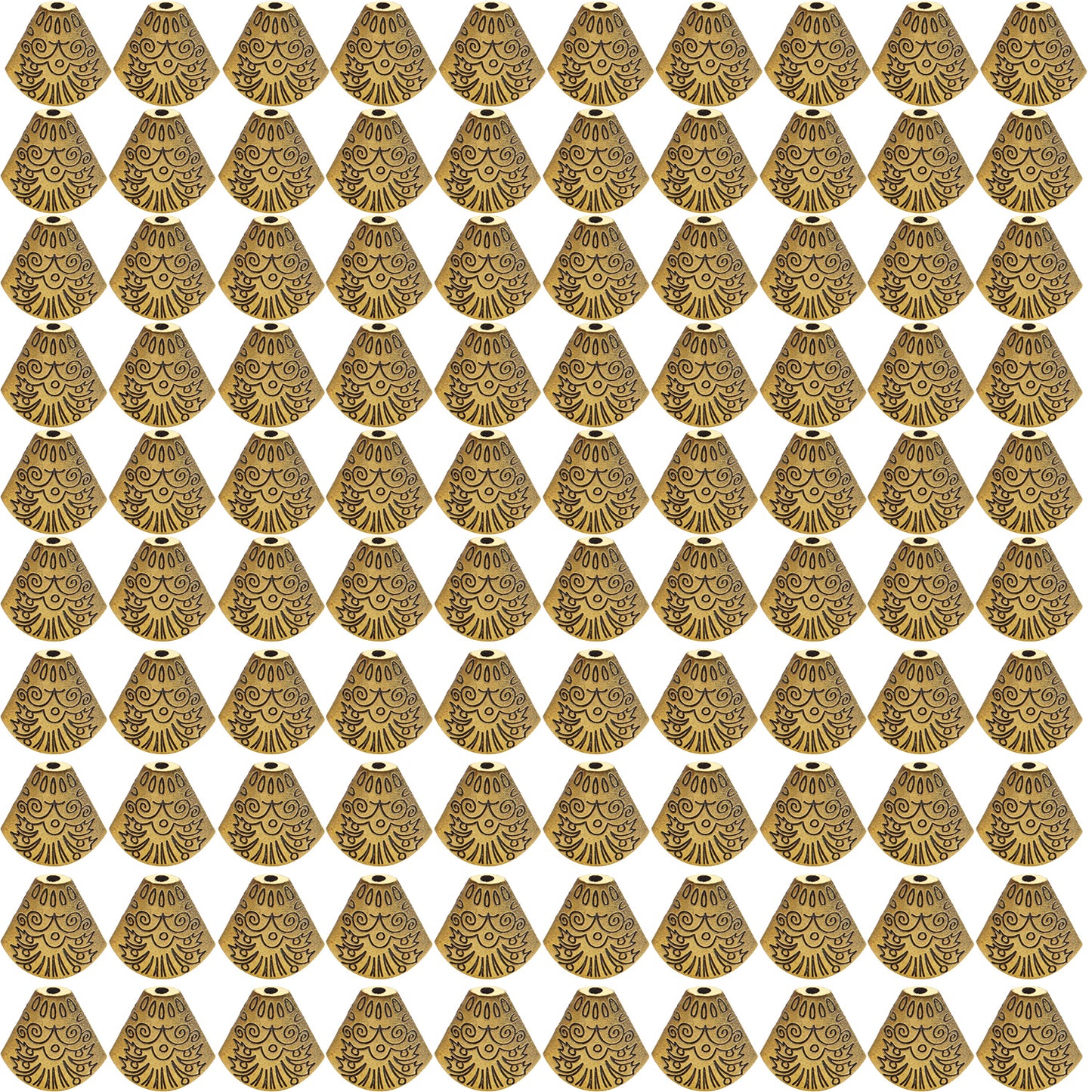 Bead Caps Making, 100pcs Tibetan Style Trumpet Bead Caps Antique Bead Cone Caps Alloy Bead End Caps Tassel End Cap for Bracelet Necklace Earring Jewelry Making Crafts