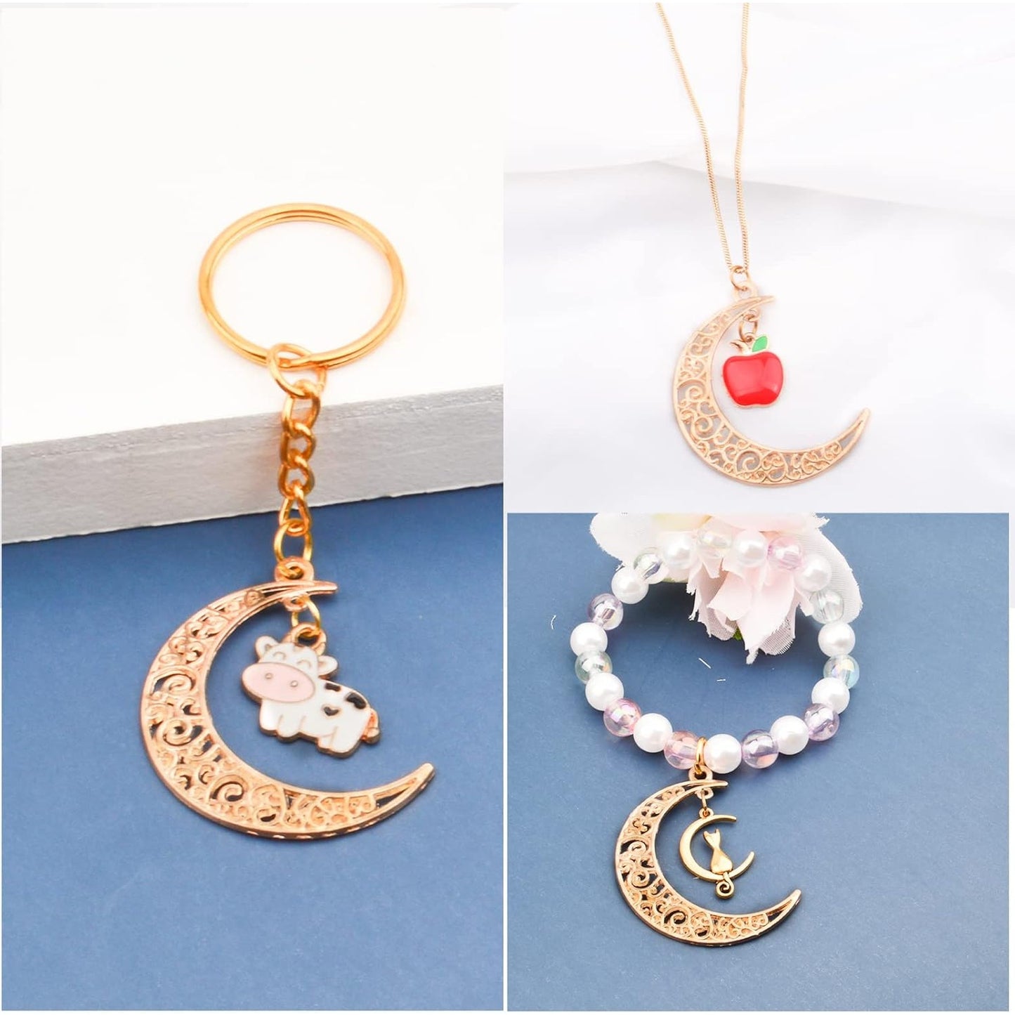 40pcs Hollow Moon Charms Crescent Moon Pendants Celestial Charms Crafts Supplies for DIY Bracelet Necklace Jewelry Making Accessory