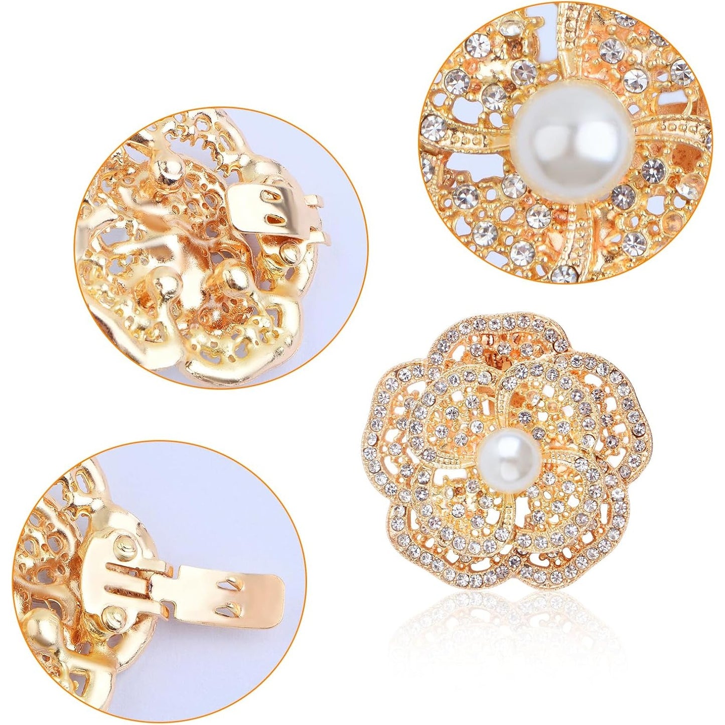 1 Pair Invisible High Heel Shoe Straps Transparent Triangle Shoe Belt Ankle Straps and 1 Pair Double-layer Pearl Flower Shoe Buckles for Women Lady Holding Loose High Heels