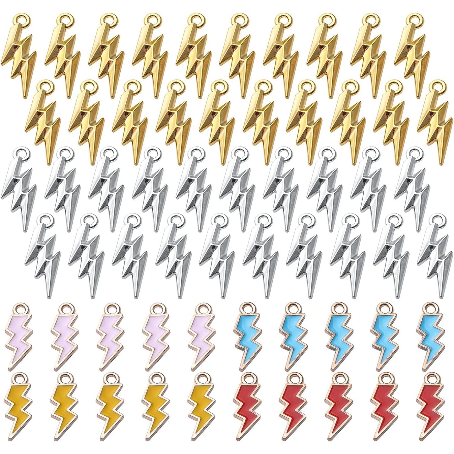 60pcs Lightning Bolt Charm Pendants Alloy Flash Lightning Charms Enamel Charms Pendants Celestial Dangle Charms for Bracelet Necklace Earrings DIY Jewelry Making Supplies