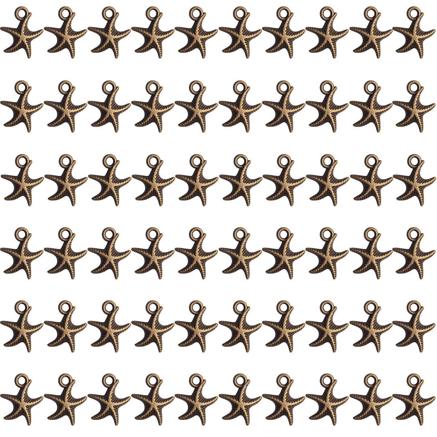 60pcs Antique Starfish Charms Sea Animal Charm Pendant Jewelry Making Accessories for DIY Necklace Bracelet Keychain