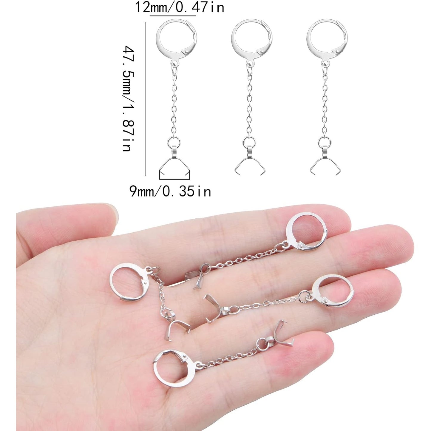 20pcs Stainless Steel Round Leverback Earring Hooks Hypoallergenic Earwires Earring Hooks with Beading Chains Pinch Bail Clasps for DIY Earrings Jewelry Making Supplies