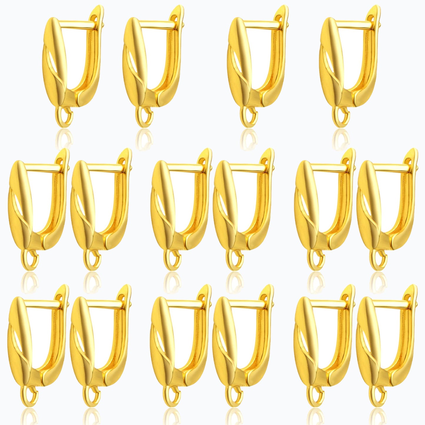 16pcs 8 Colors Rectangle French Earring Hooks Hypoallergenic Brass Leverback Earring Hooks Ear Wire with Open Loop for DIY Earrings Design Jewelry Making Accessories