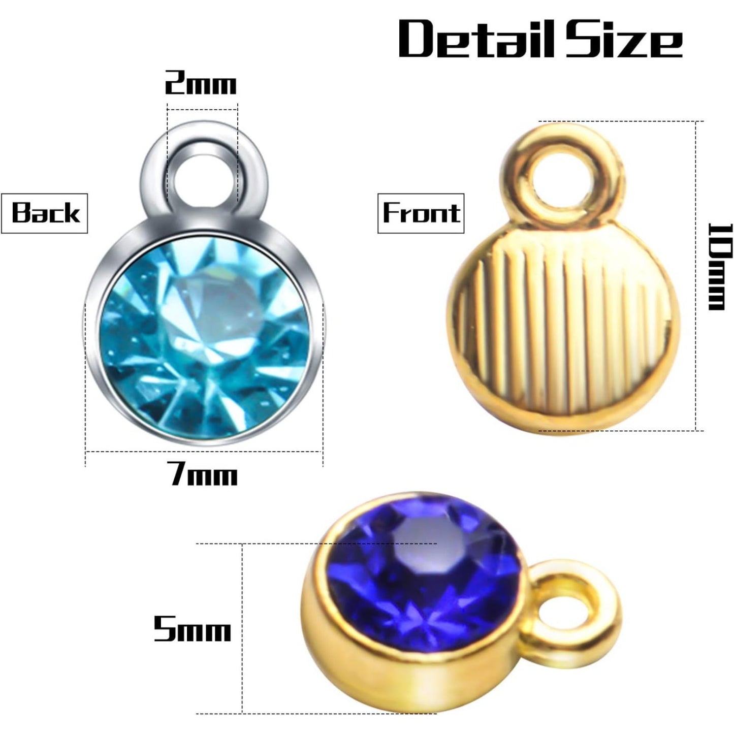 Crystal Pendant Charms,48pcs Golden Silver Crystal Birthstone Charms Rhinestone Pendants Crystal Beads Charms with Rings for Jewelry Necklace Bracelet Earring Arts Making Accessories,12 Colors