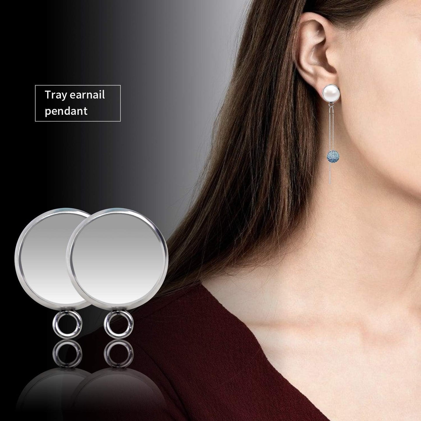 40 Pieces Stainless Steel Cabochon Blank Earring Studs Earring Tray and 40 Pieces Silicone Clear Earring Back for Earring Making,6mm,8mm,10mm,12mm