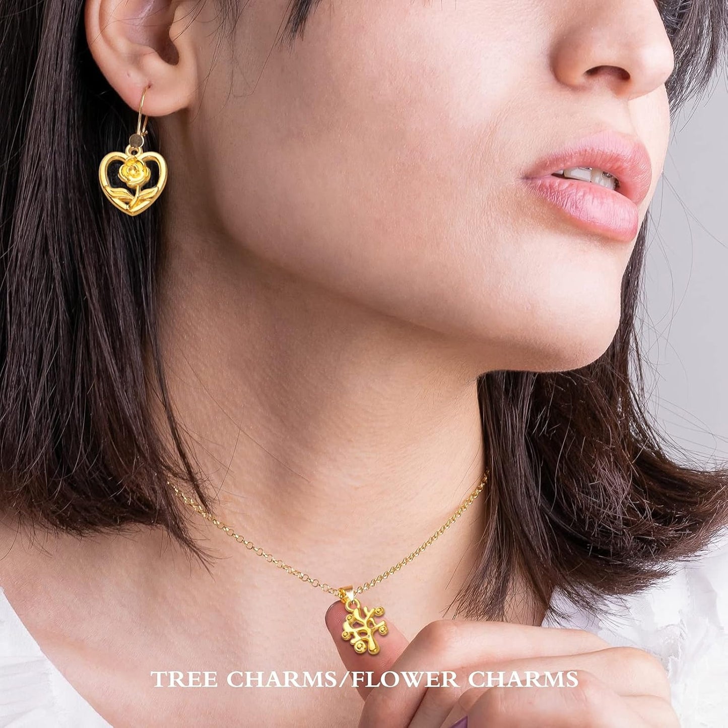 60pcs Gold Plated Leaves Flowers Charms Tree of Life Pendants Charm Alloy Vintage Hollow Charms Jewelry Making Accessory for DIY Necklace Bracelet Earrings Crafts Supplies, 30 Styles