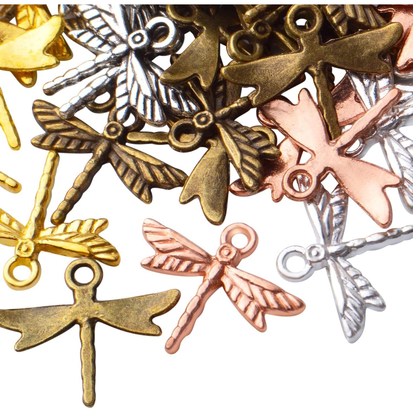 100pcs Dragonfly Charm Pendants Alloy Insects Charms Dragonfly Bead Charms for DIY Earrings Necklace Bracelet Jewelry Findings Making Accessory and Crafting,5 Colors