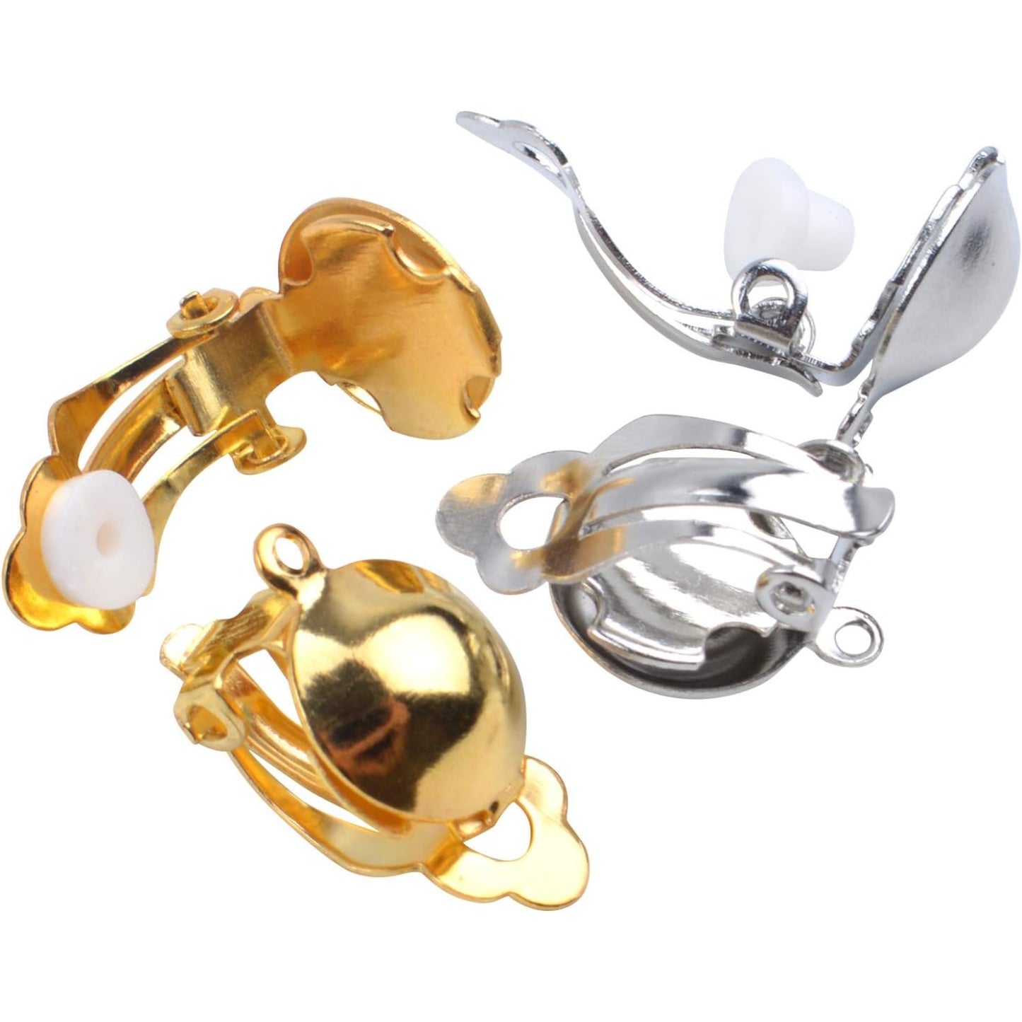 20 Pieces Clip On Earring Converter Non-Pierced Earrings Components with Loop and 20 Pieces Earring Cushions for Earring Making,Sliver and Gold