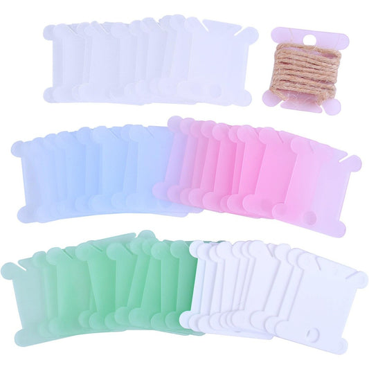 BronaGrand 100 Pieces Plastic Floss Bobbins Embroidery Thread Cards Cross Stitch Bobbin Thread Organizer