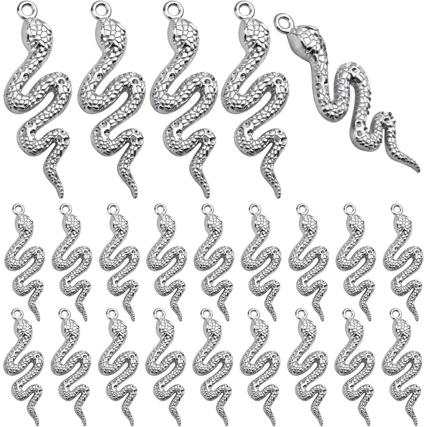 32pcs Snake Charms - Alloy Cobra Pendant for Bracelets Necklaces DIY Jewelry Craft Making Supplies, 4 Colors