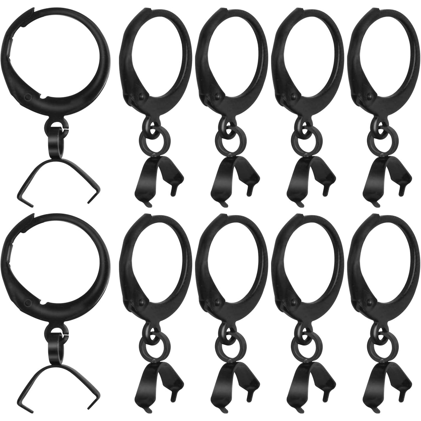 20pcs Stainless Steel Round Earring Hooks Hypoallergenic Leverback Ear Wires Hooks with Pinch Bail Clasps Earring Components for DIY Dangle Jewelry Making Supplies, Black