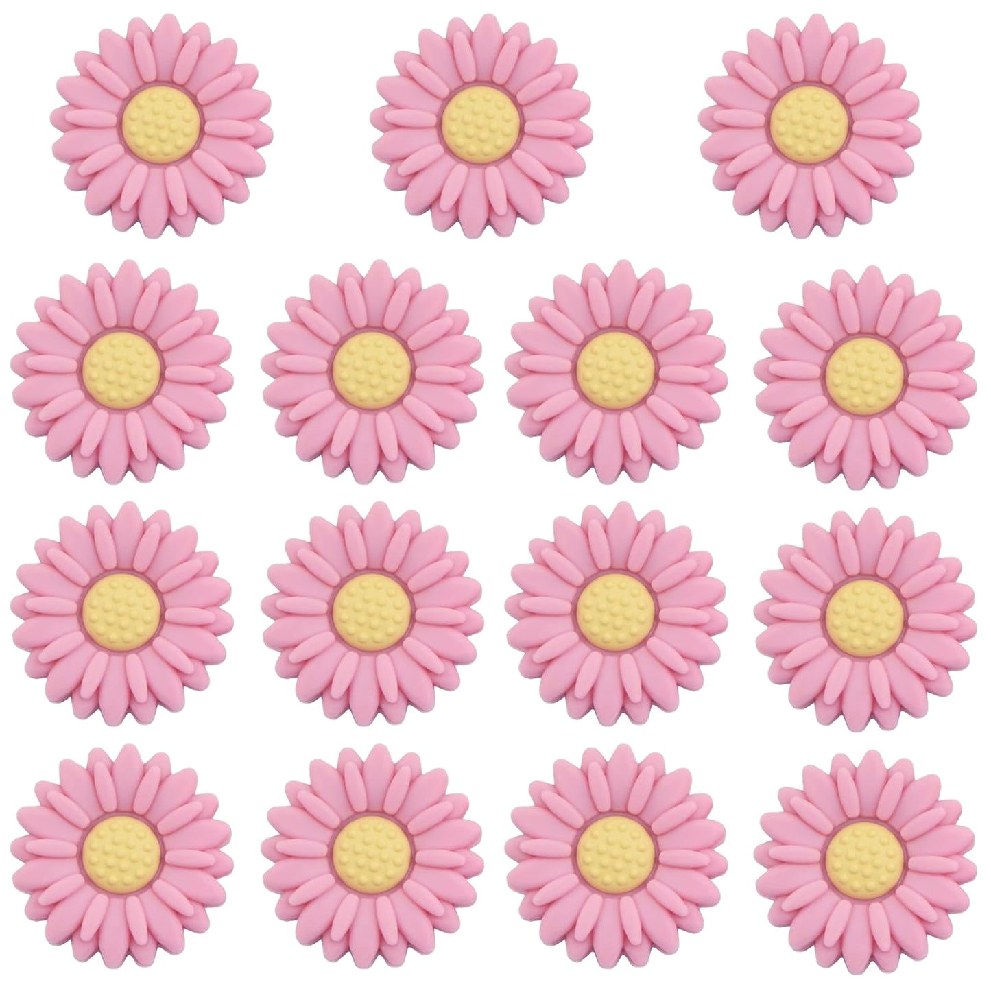 15pcs Daisy Flower Silicone Beads Colorful Soft Silicone Sunflower Spacer Beads Flower Shape Loose Beads Craft Accessories for DIY Necklace Bracelet Keychains Jewelry Making