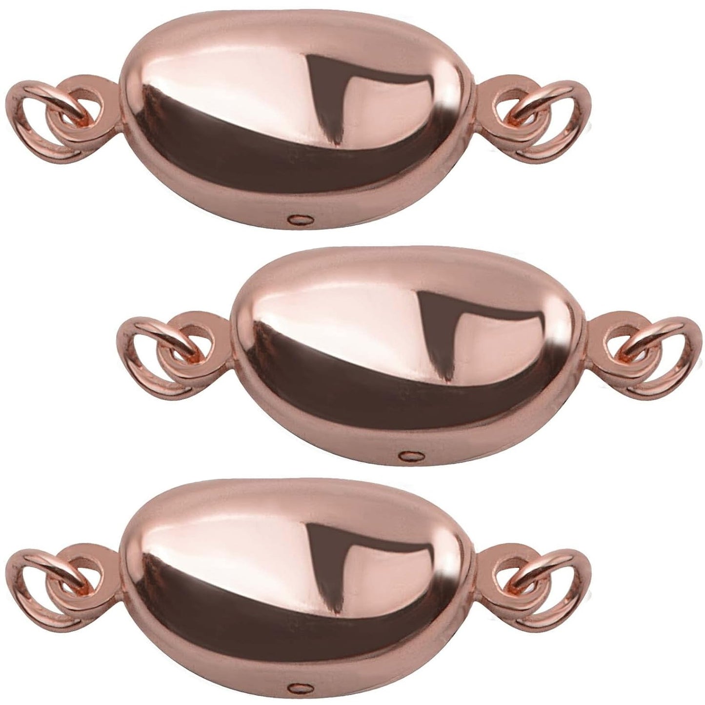 3 Pieces Pearl Locking Necklace Clasps Brass Oval Clasp Converter Closures Connector Chain Extenders for Necklace Bracelet Anklet Jewelry Making, 3 Colors