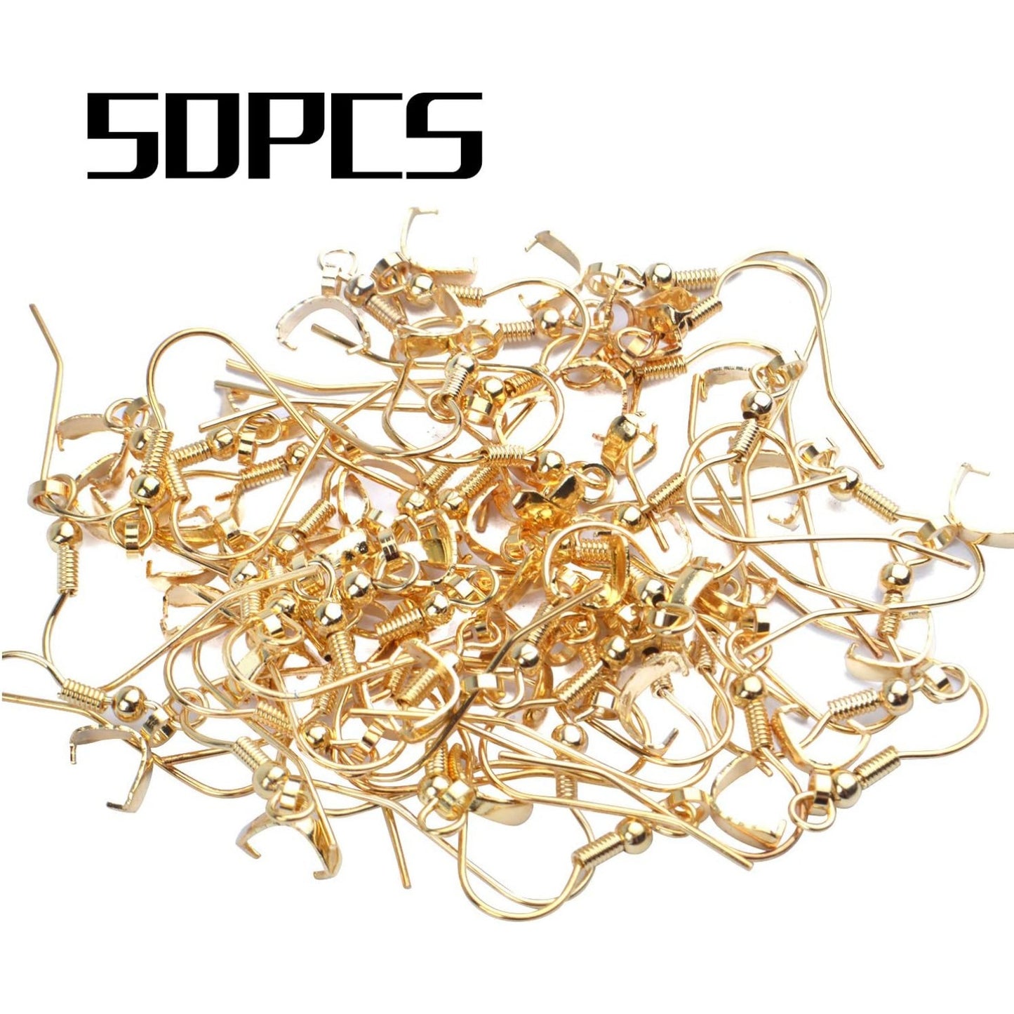 50pcs Stainless Steel Earring Hooks Hypoallergenic French Wire Earring Ball Hooks with Pendant Clasp for Crafts DIY Jewelry Making