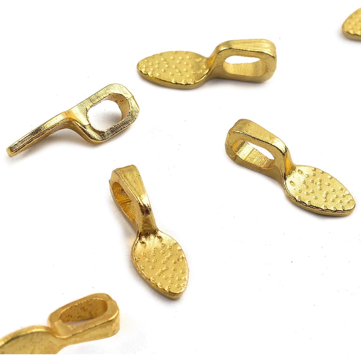 120Pcs Oval Spoon Scrabble Glue On Flat Rocks Earring Pad Bails for Fitting Glass Cabochon Tiles Necklaces Pendants with 1Pcs Box,Gold