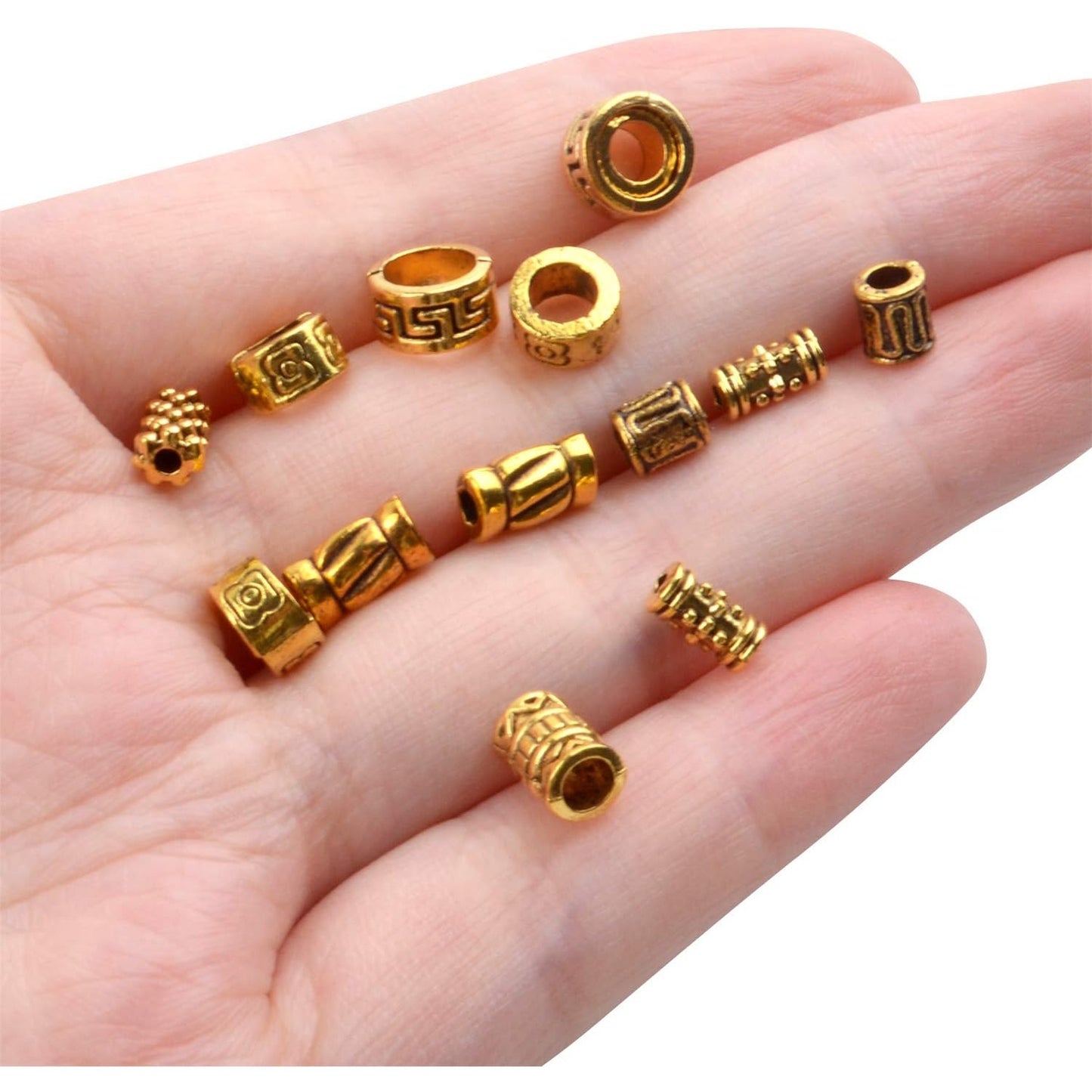 BronaGrand 100g (About 220-300pcs) Antique Gold Column Spacer Beads Bracelet Charms Necklace Pendants Jewelry Findings Accessories for Bracelet Necklace Jewelry Making