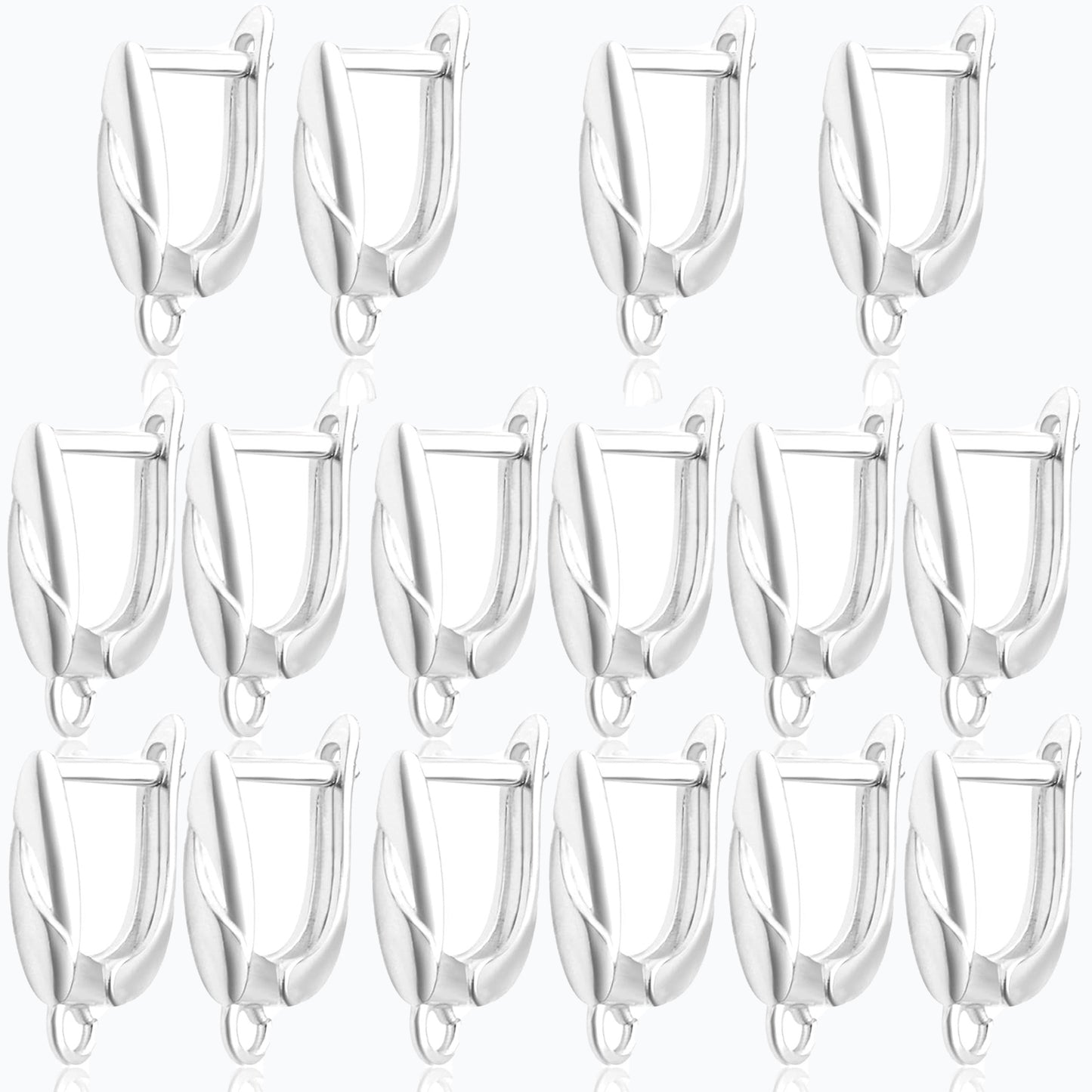 16pcs 8 Colors Rectangle French Earring Hooks Hypoallergenic Brass Leverback Earring Hooks Ear Wire with Open Loop for DIY Earrings Design Jewelry Making Accessories