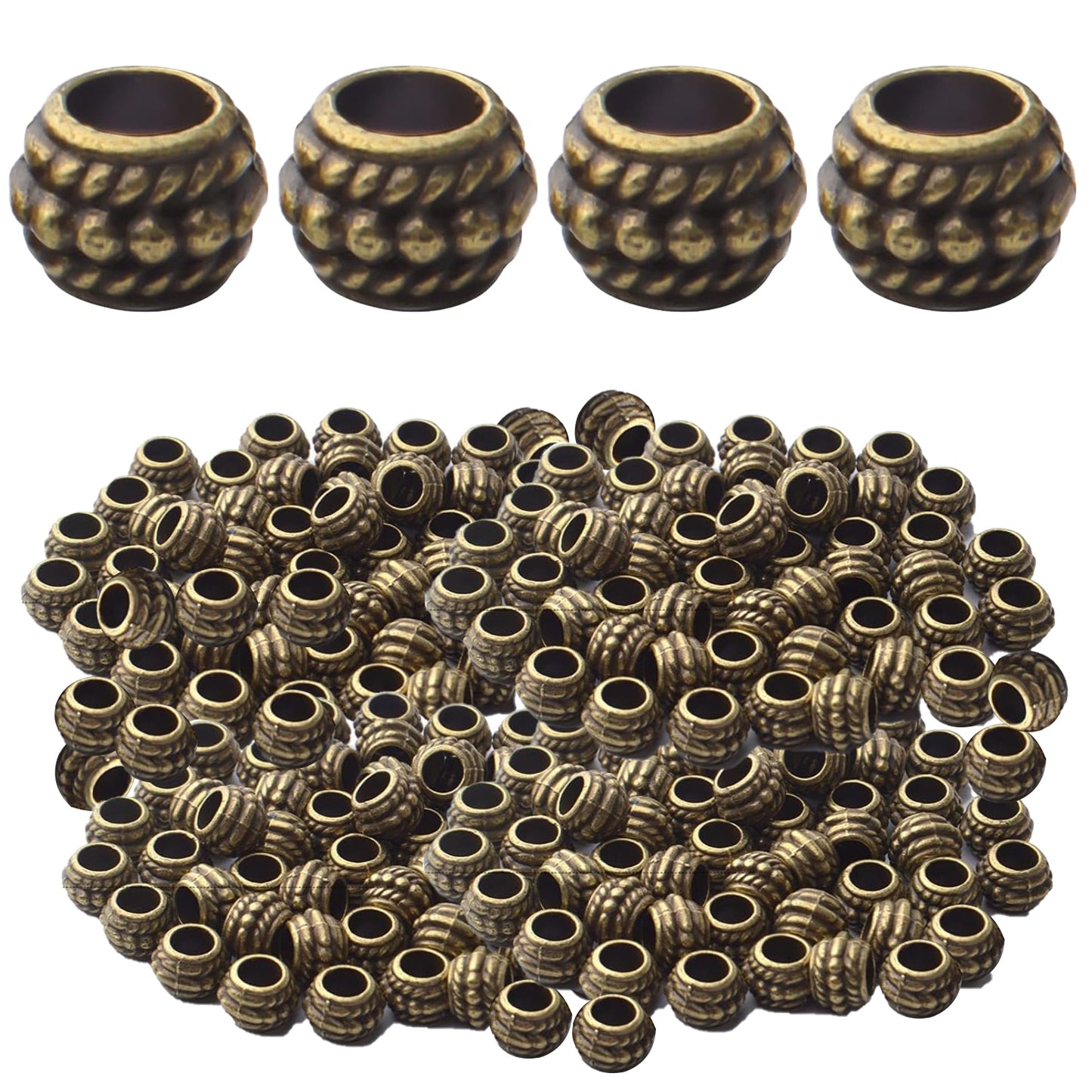 150pcs Spacer Beads Large Hole Tibetan Alloy Rondelle Bead Spacers Column Tube Beads Loose Beads Charm Beads for DIY Jewelry Bracelet Necklace Making Accessory