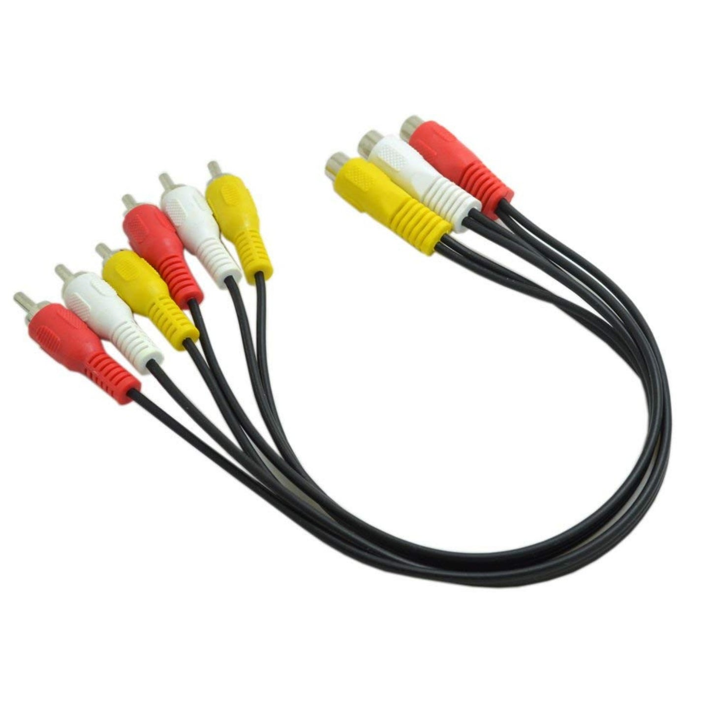 BronaGrand 3 RCA Female Jack to 6 RCA Male Plug Splitter Audio Video Av Adapter Cable 12inch