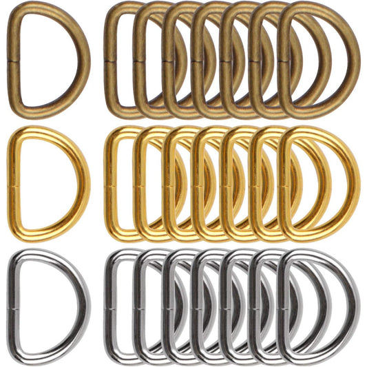 120 Pieces 1/2inch Metal D Ring Buckles D-Ring Loop for Handbag Purse Clothes DIY Accessories,3 Colors