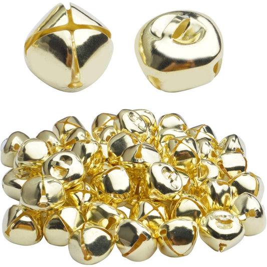 50pcs Jingle Bells, 1 Inch Craft Bells Bulk DIY Bells for Christmas Festival Decoration Home Decoration,Gold