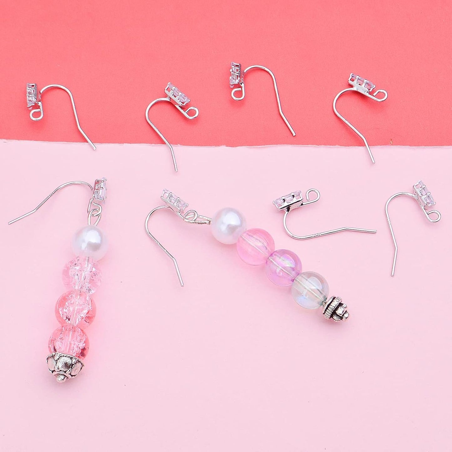 16pcs French Earring Hooks Ear Wire Hooks Hypo-allergenic Earring with Rhinestone Jewelry Earring Hook and A Box for Jewelry Making and DIY Earring Making
