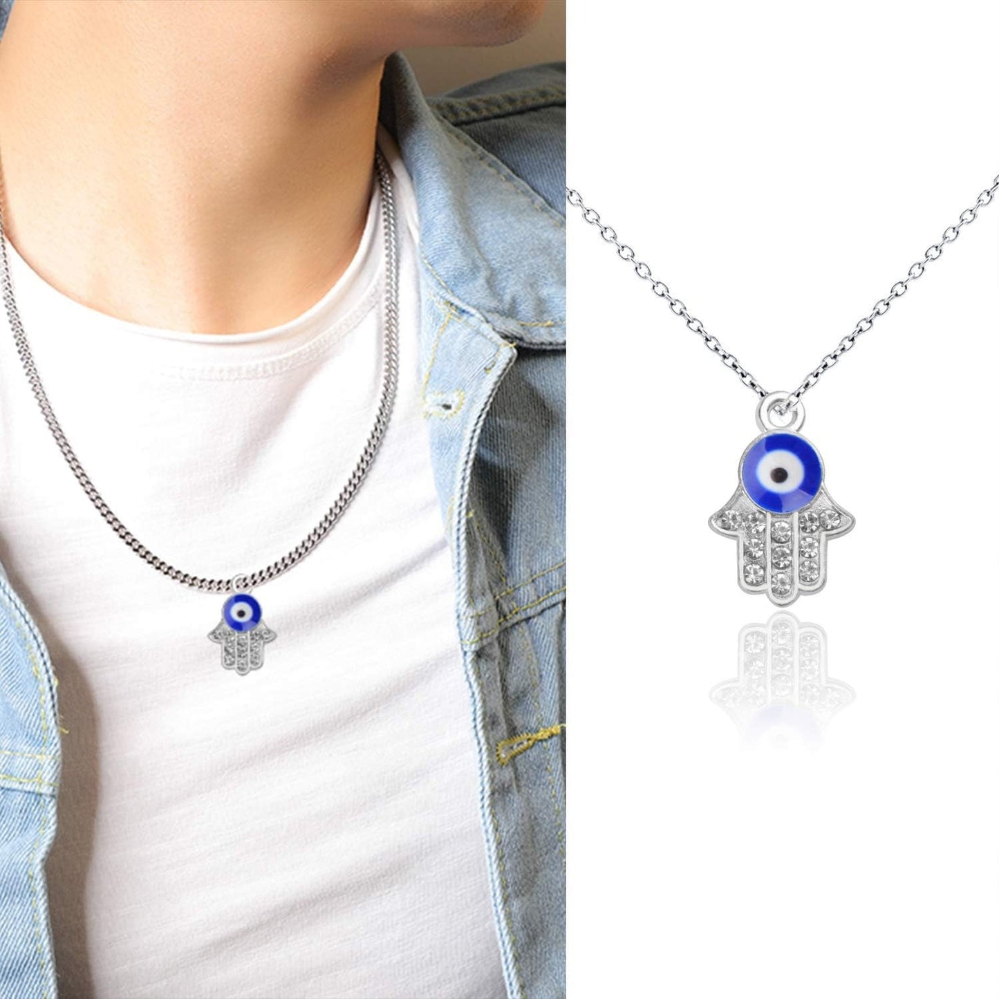 Hamsa Hand Beads Frame Charms,30 Pieces of Hamsa Evil Eye Pendant Hand of Fatima Symbol Charms Jewelry Making Findings for DIY Necklace Bracelet(Gold & Silver & Bronze)