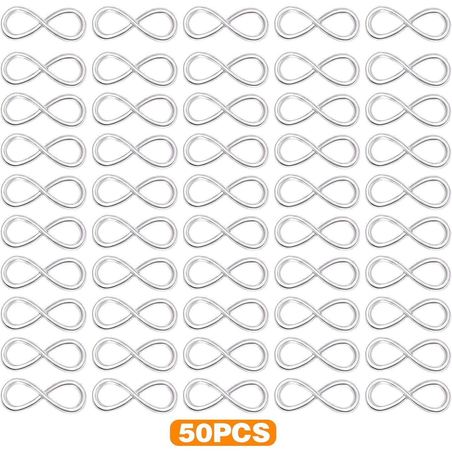 50 Pieces Silver Infinity Symbol Connector Charms Alloy Infinity Pendants for DIY Necklace Bracelet Jewelry Making Accessories, 31 mm x 12.5 mm