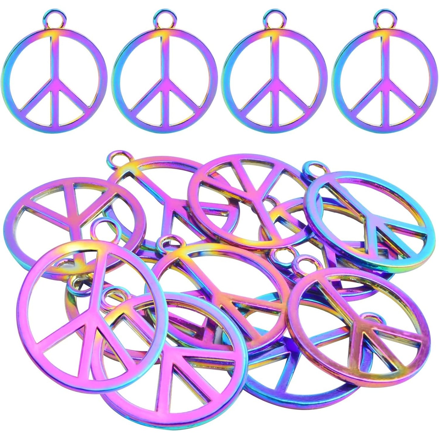 10 Pieces Rainbow Color Peace Sign Pendant Charms Alloy Peace Symbol Dangle Charms Peace Pendants Craft Supplies for DIY Necklace Bracelet Keychains Jewelry Making