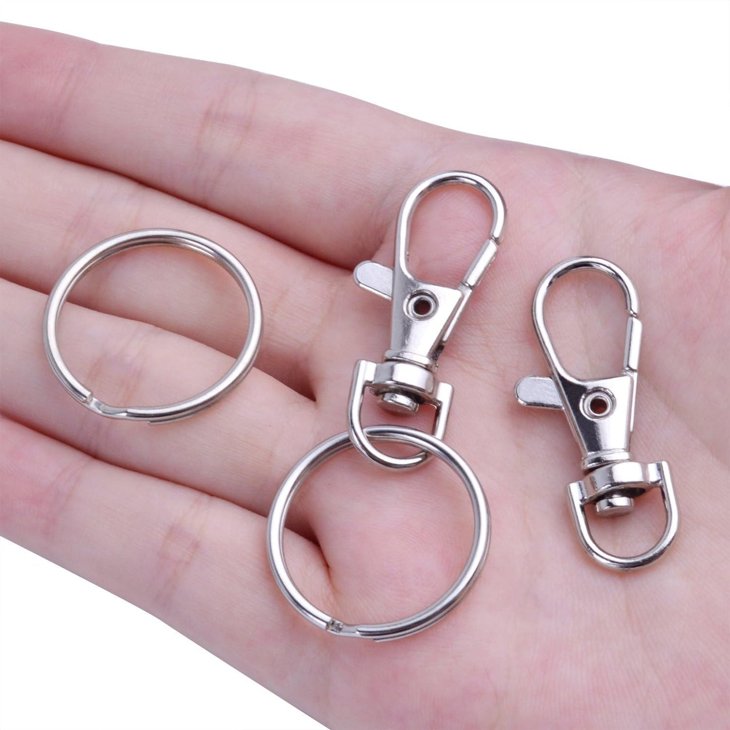60 PCS Swivel Lanyard Snap Hooks Strong Key Chain Rings and Lobster Clasps Trigger Clips for DIY Bags, Jewelry and Craft Making