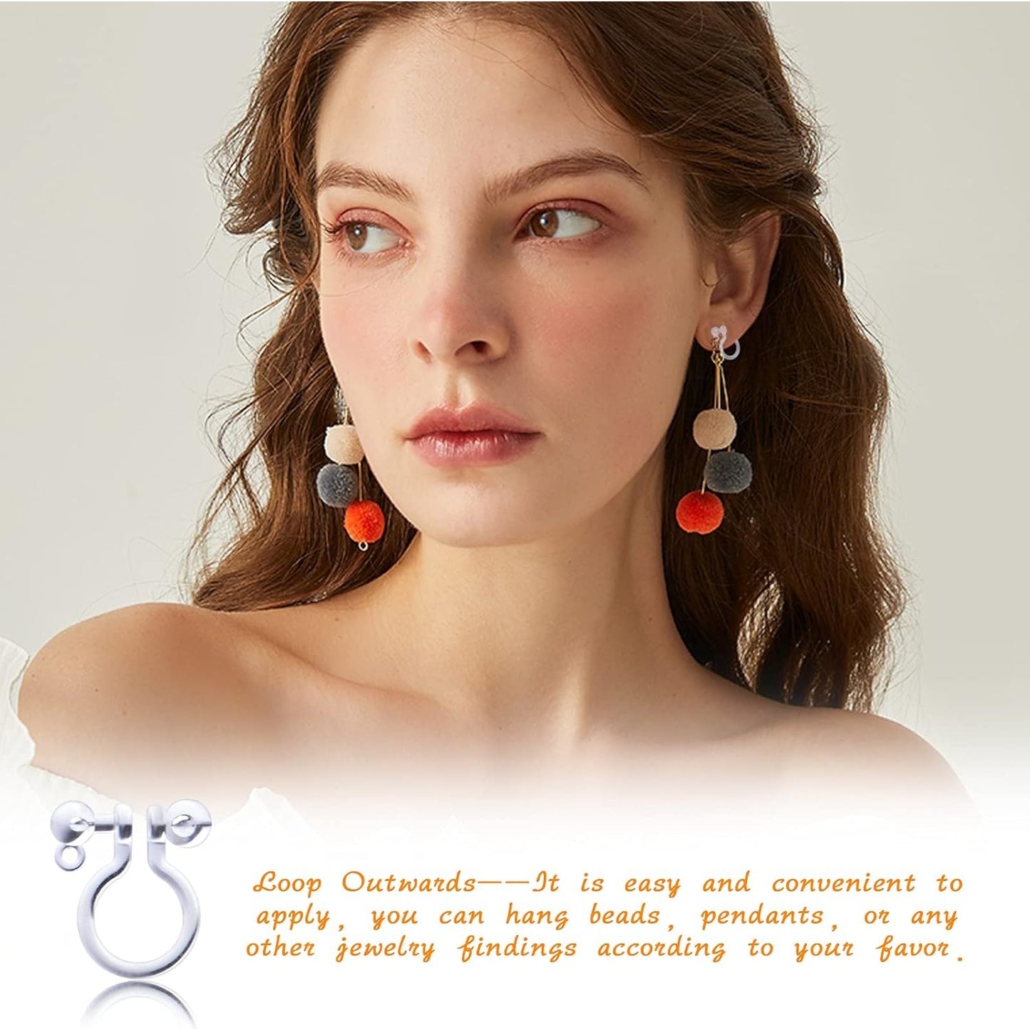 20pcs Clear Resin Invisible Clip-on Earring Converter Components Comfortable Earring Clips Replacements with 1 mm Loop Hole for Women Men Non-Pierced Ears, 10 mm x 11 mm