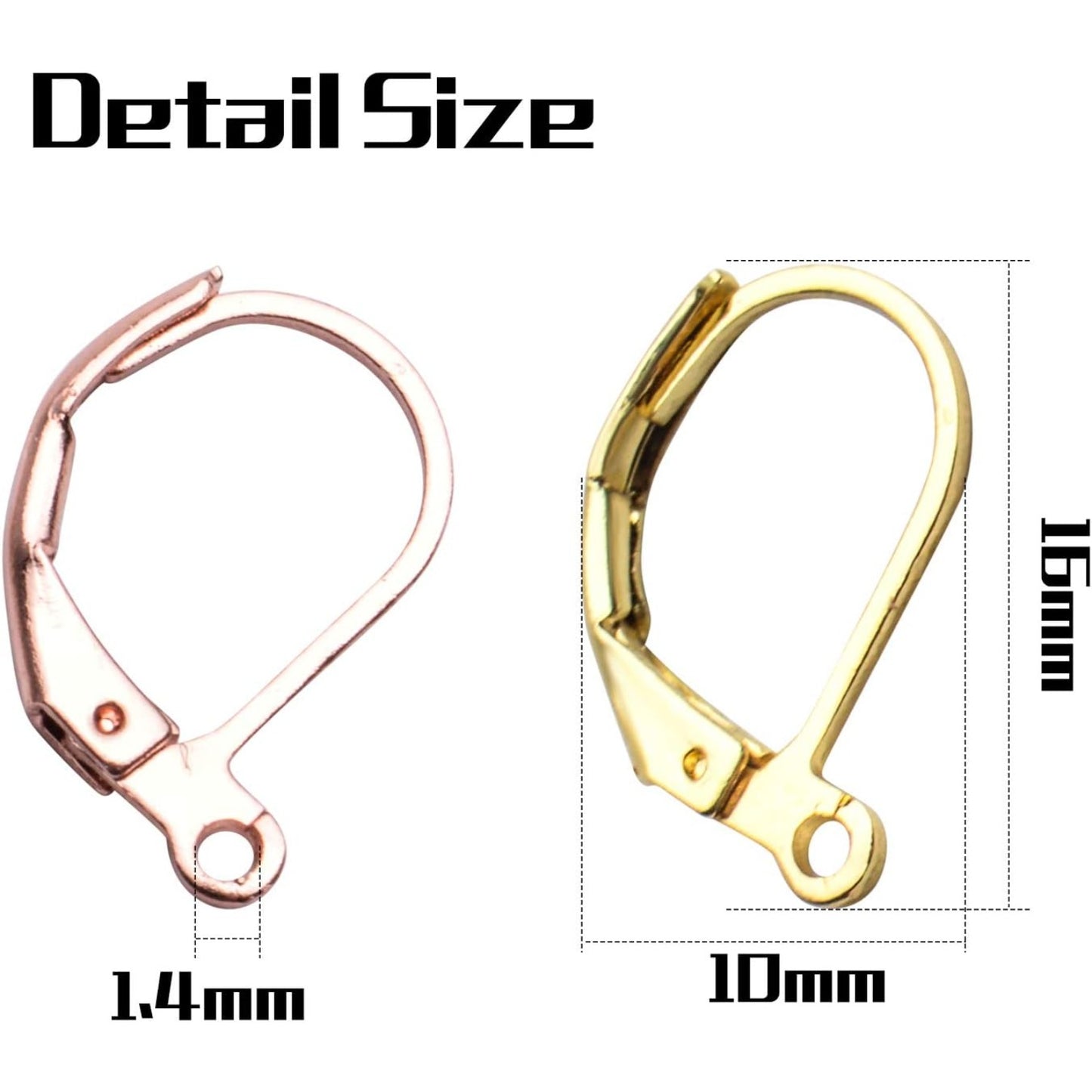 Earrings Hooks Leverback, 60pcs Leverback Earring Hooks Earwires Open Loop French Style for Earring Jewelry Making, Antique Bronze, White Gold, Silver, Gold, KC Gold, Rosegold