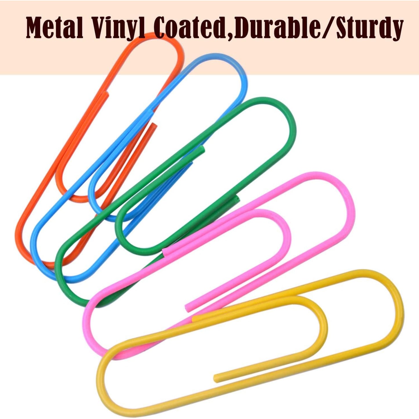 BronaGrand 4 Inch Extra Large Paper Clips Vinyl Coated, 25 Pieces Jumbo Giant Paper Clip,Mixed Colors