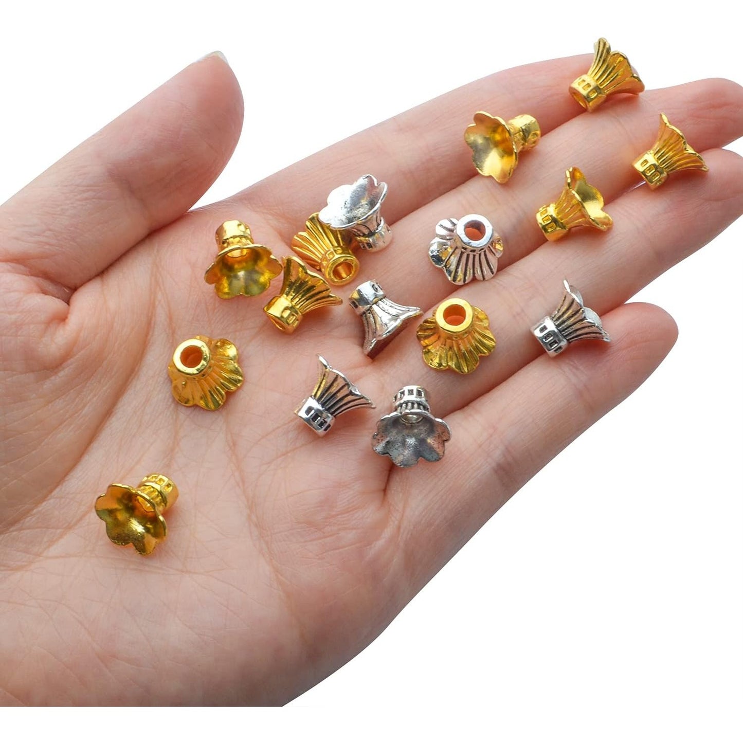 100pcs Flower Bead Caps Tibetan Style Alloy Tassel End Caps Loose Spacer Beads for Jewelry DIY Earrings Bracelet Crafts Making Accessory
