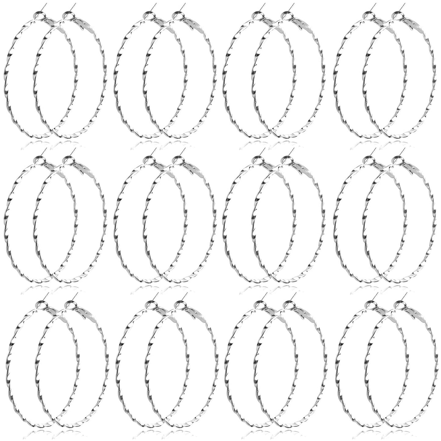 12 Pairs 6 Sizes Earrings Beading Hoop Hypoallergenic Round Circle Open Beading Hoop Earrings for DIY Crafts Jewelry Making Wedding Party Favor Gifts(Golden, Silver)