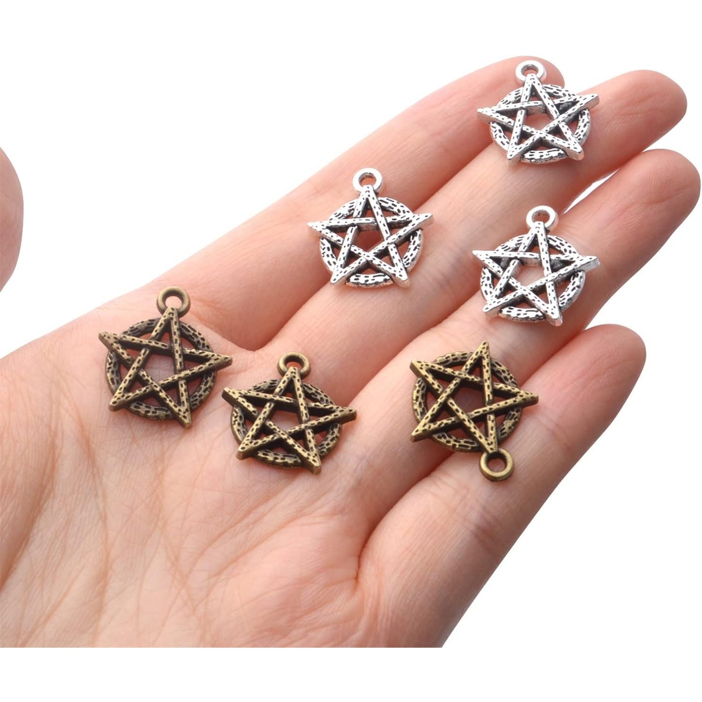 50pcs Celestial Pentagram Pentacle Star Charms Pendants Alloy Pentacle Charms Pendant Lucky Charms for DIY Jewelry Making Findings