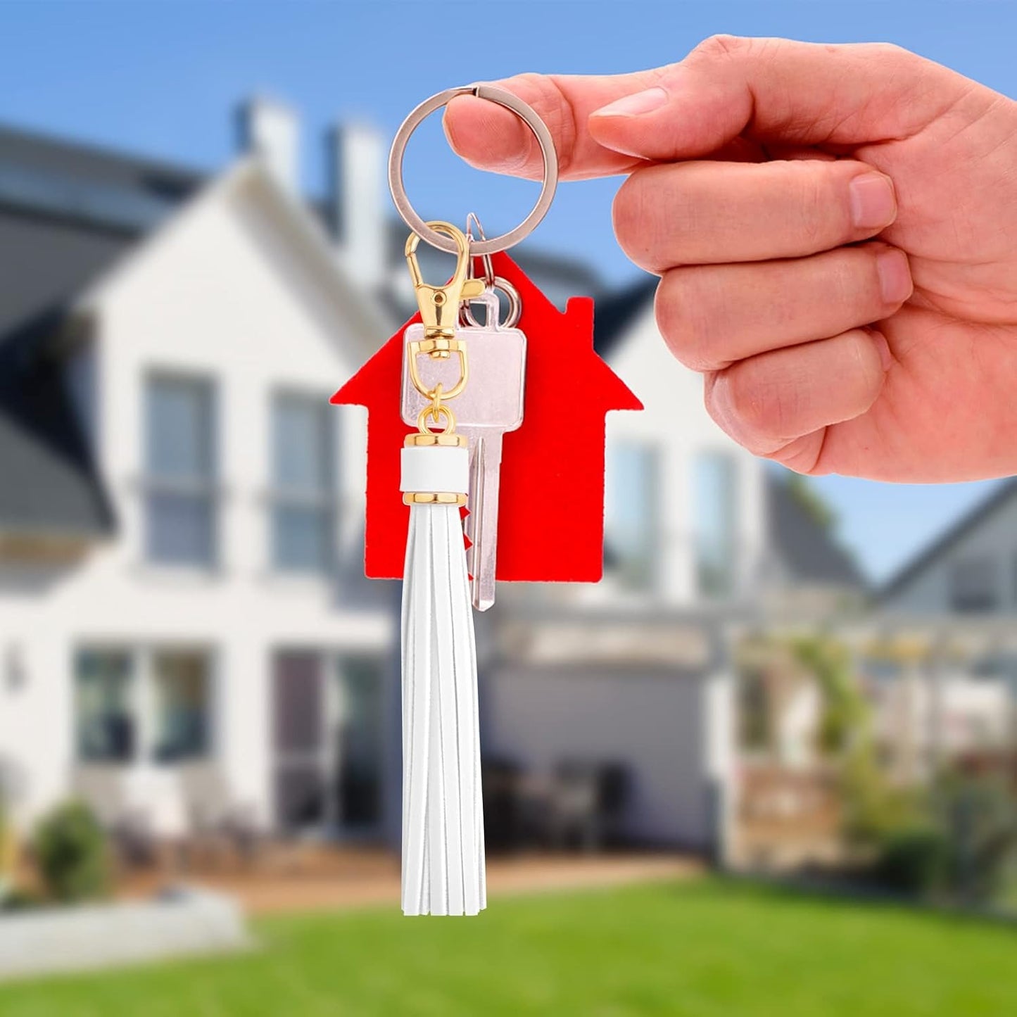 6pcs Colorful PU Leather Tassel KeyChains With Swivel Lobster Clasp Metal Tassel Key Chains Charm Handmade Accessories for Women Handbag Purse Phone Car Jewelry Making