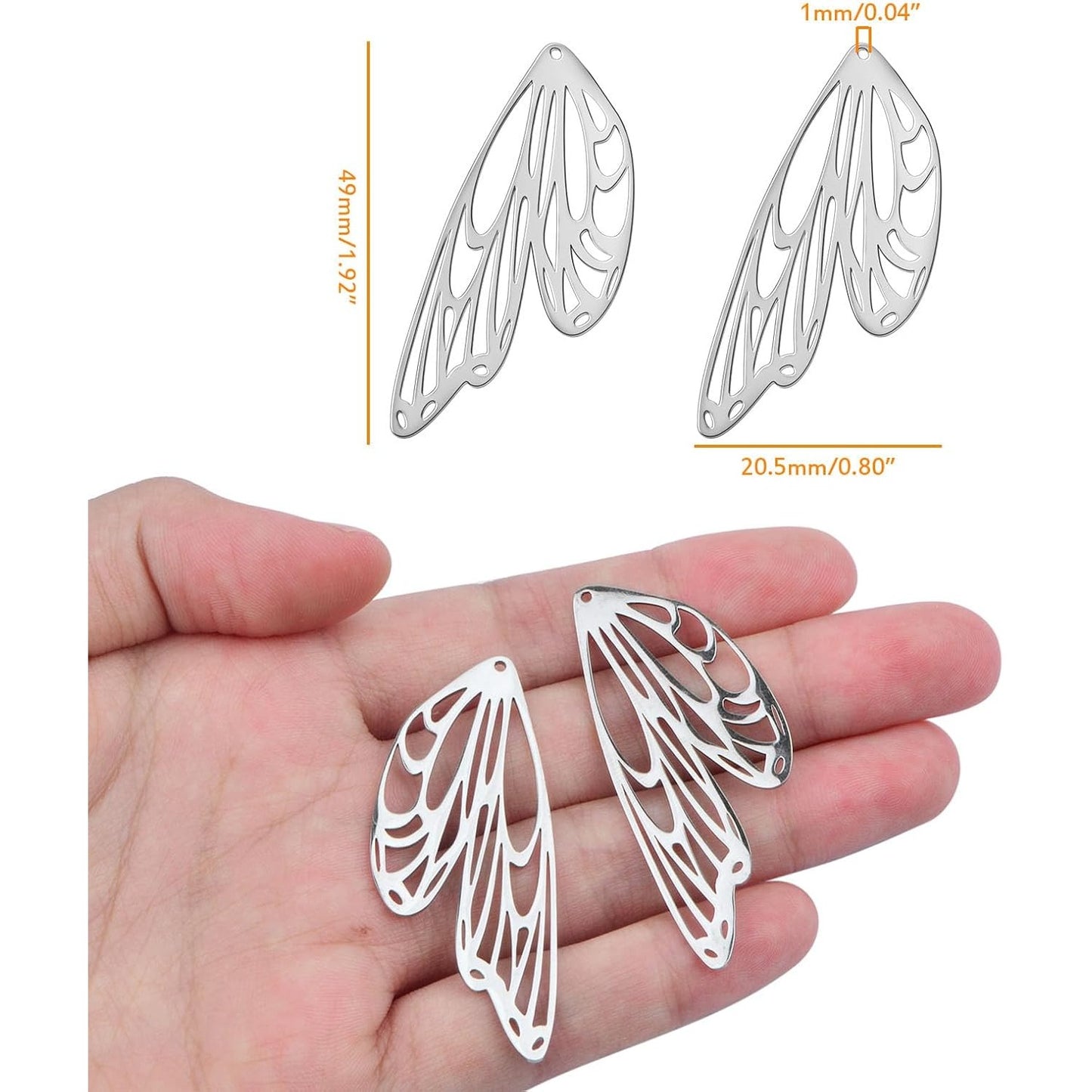 8pcs Stainless Steel Large Butterfly Wing Charms Vintage Hollow Flying Dragonfly Butterfly Wings Pendants Hanging Ornaments for DIY Bracelet Necklace Jewelry Making Supplies