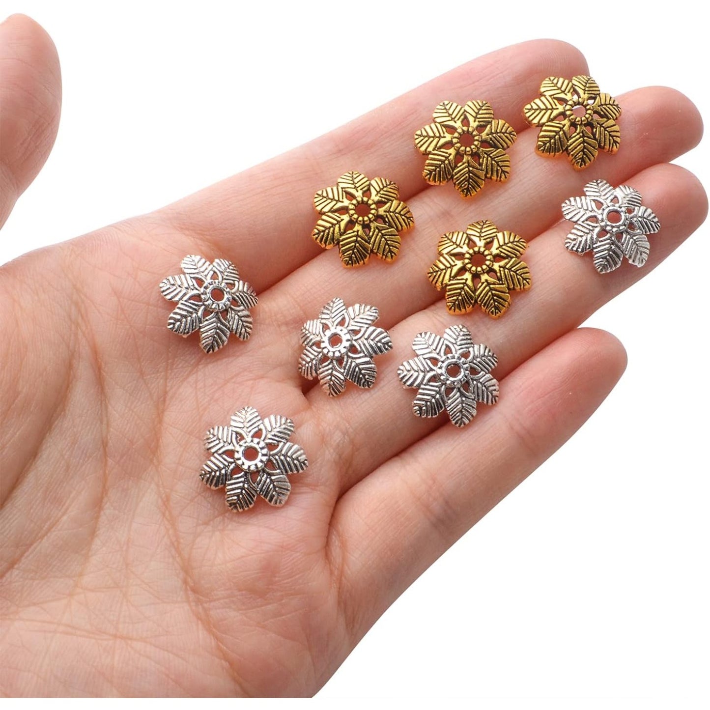 100pcs Flower Bead Caps Tibetan Alloy Spacer Beads Loose for DIY Earring Bracelet Necklace Jewelry Making