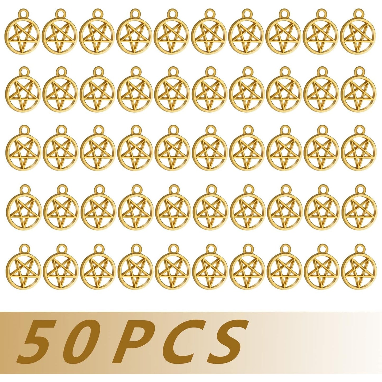 50pcs Silver Pentacle Star Charms Alloy Star Pentagram Pendants Protection Lucky Pentacle Charms Jewelry Making Accessory for DIY Crafts Necklaces Bracelets Earrings