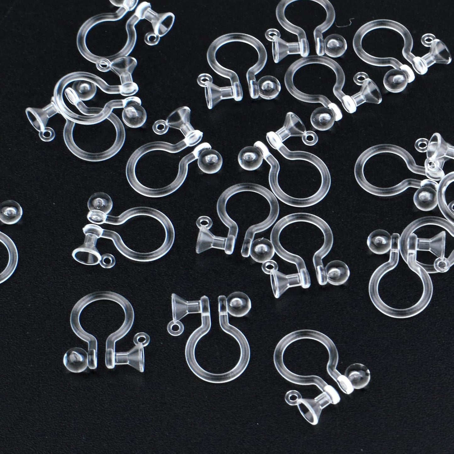 20pcs Resin Clip-on Earring Converter Component Clear Plastic Earring Clips Findings Fit 3mm Rhinestone for Non-Pierced Ears DIY Earring Making, 11x9.5mm