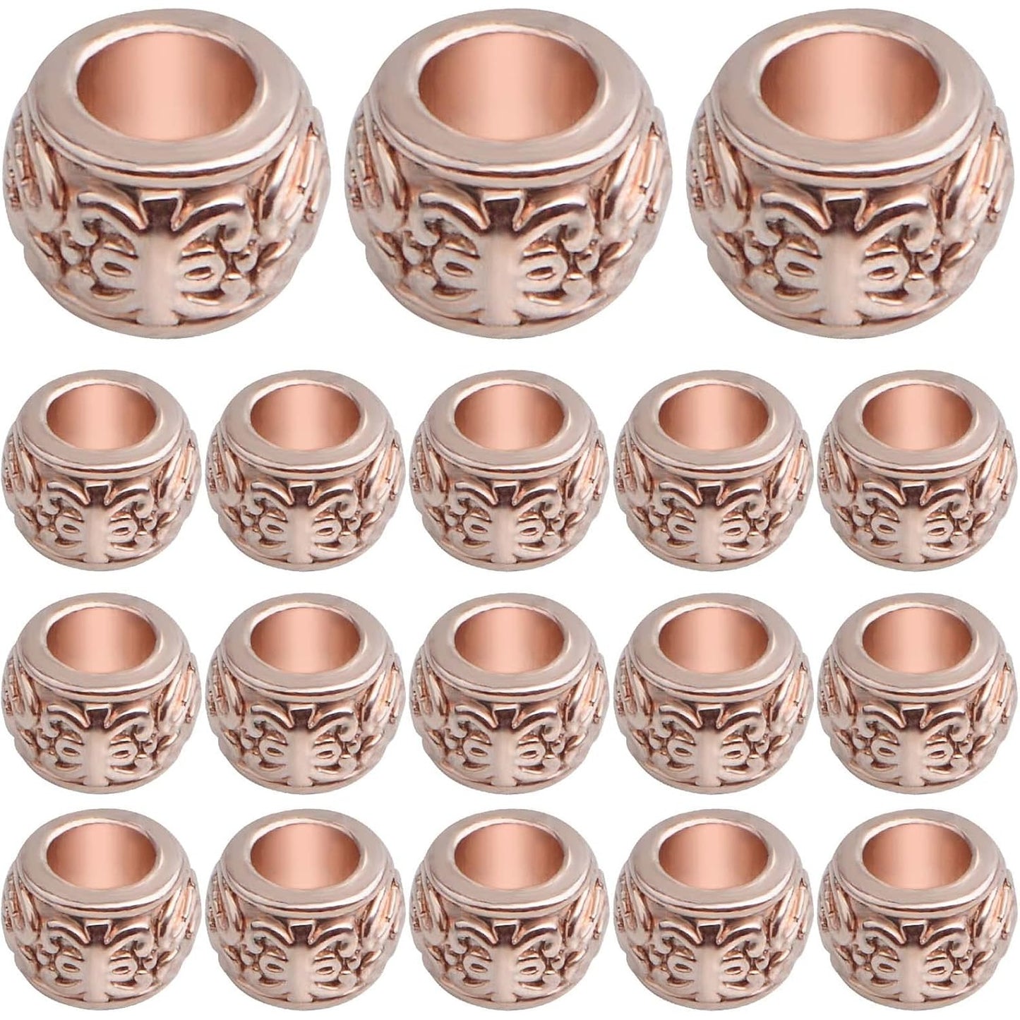 100pcs Rose Golden Rondelle Spacer Beads Alloy Large Hole Beads Tube Column Loose Spacer Beads Craft Supplies for DIY European Bracelet Necklace Jewelry Making