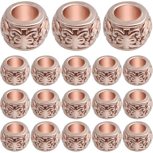 100pcs Rose Golden Rondelle Spacer Beads Alloy Large Hole Beads Tube Column Loose Spacer Beads Craft Supplies for DIY European Bracelet Necklace Jewelry Making