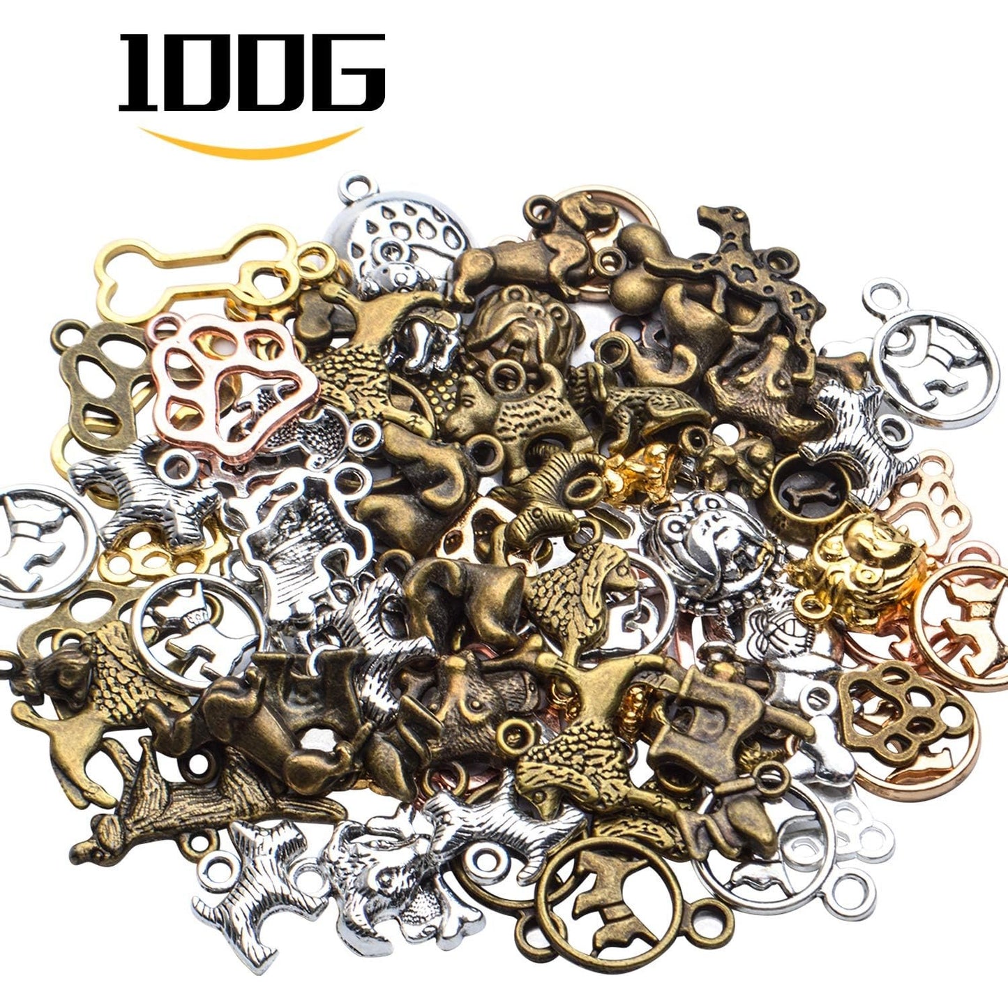 Dog Charms Bulk, 100 Gram Wholesale Mixed Antique Animal Charms Alloy Pet Dog Pendants Craft Supplies Jewelry Findings Accessory for DIY Necklace Bracelet Earring Crafting