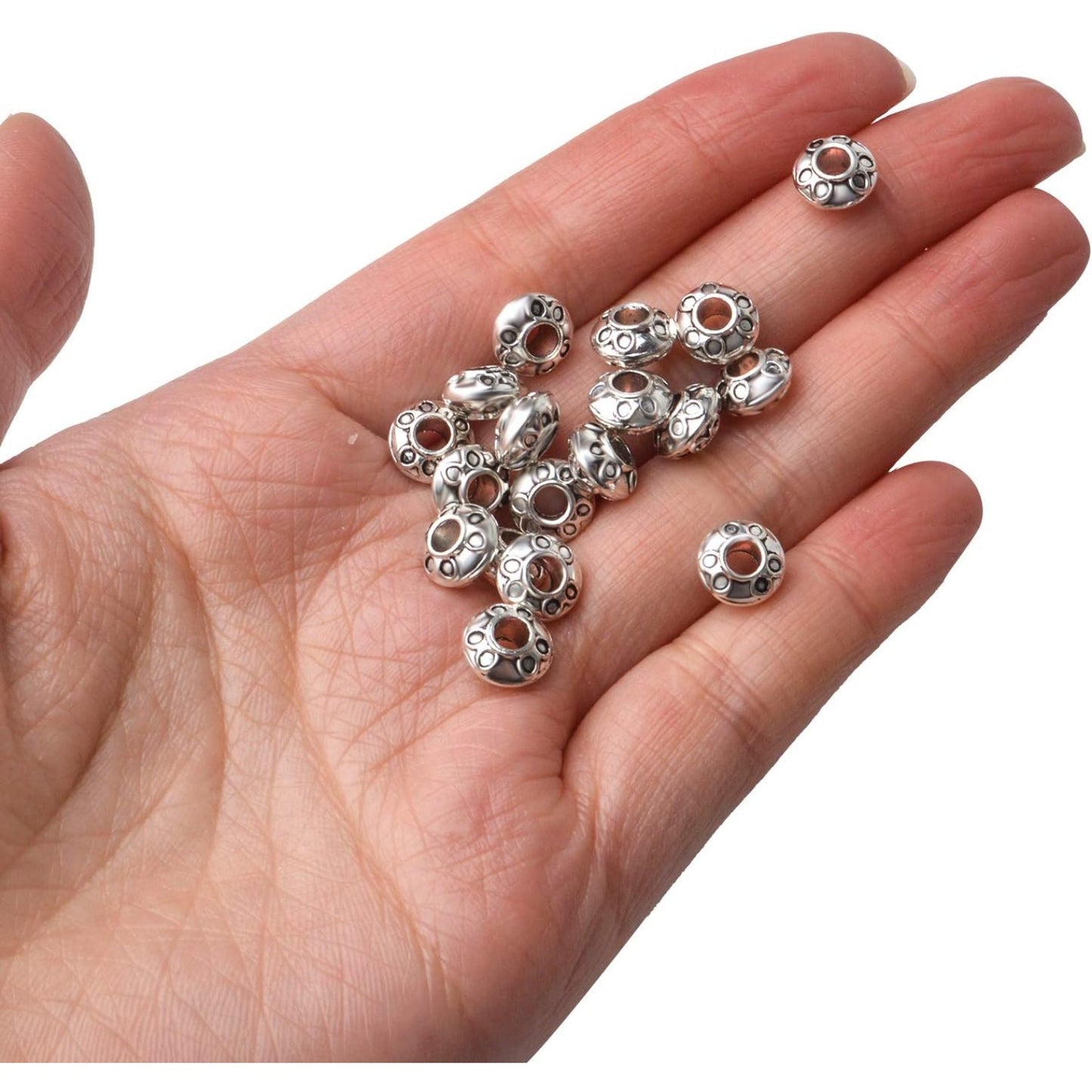 100pcs Antique Silver 8mm Spacer Beads Jewelry Beads Jewelry Spacers Beads with A Box for Jewelry Bracelets Necklace Making Crafts Supplies