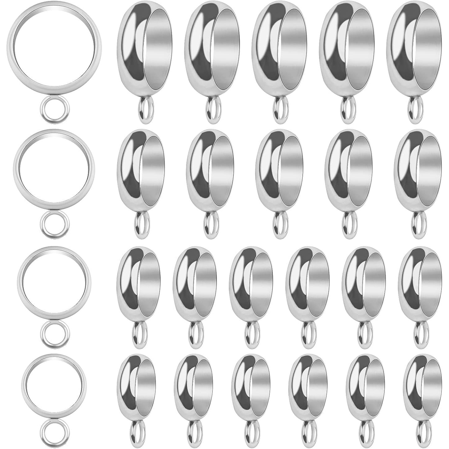 40pcs Stainless Steel Round Bail Beads Connectors Rondelle Spacer Bead Dangle Hanger Links with Loop for European Charms Bracelet Necklace Jewelry Making, 4 Styles