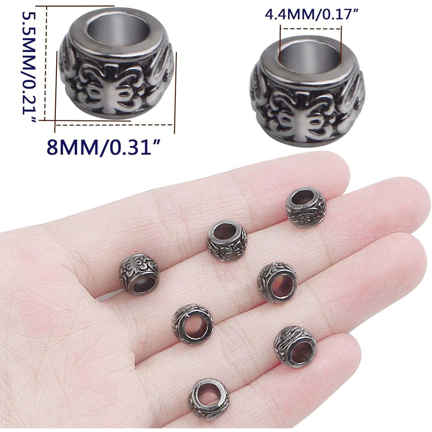 100 Pieces Gun Black Rondelle Spacer Beads - European Large Hole Tube Column Loose Charm Beads - Accessories for DIY Bracelet Necklace Earrings Jewelry Making