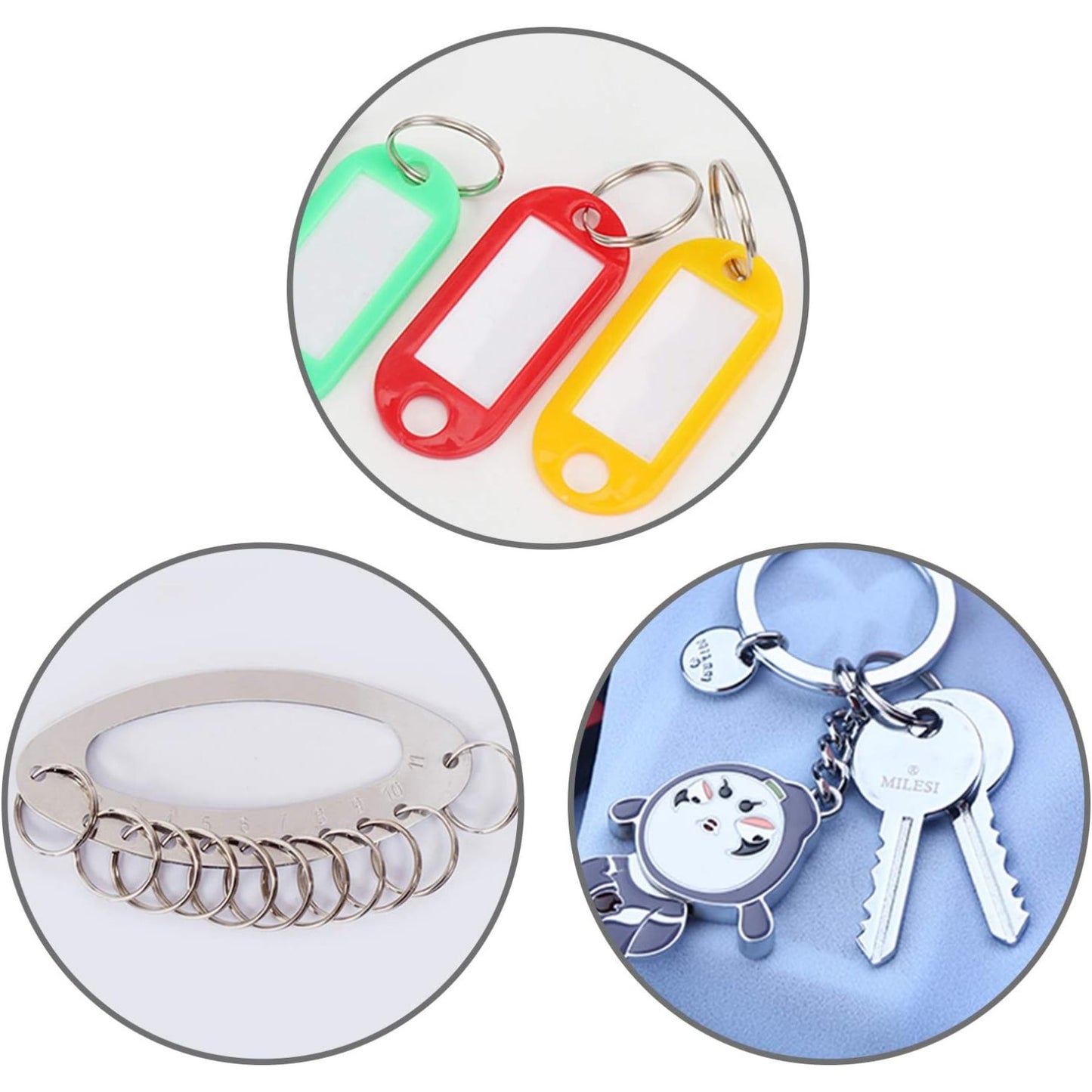 BronaGrand 200 Pieces Small Key Chain Rings Split Ring Key Chains for Keys Organization,10mm Diameter (Silver)